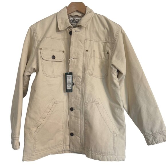 Alpine Design Quilted Lined Chore Coat Size Small Natural Khaki Pockets Full Zip - Picture 3 of 16